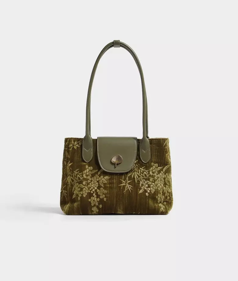 LEAF velvet patchwork underarm shoulder bag | Oriental